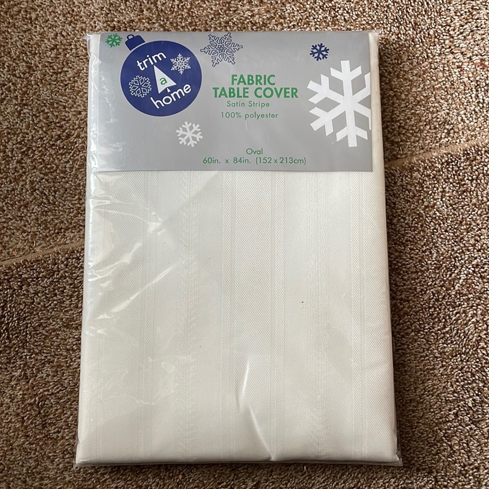 Trim a home ivory fabric table cover 60” x 84“
